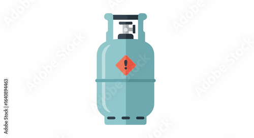 Isolated gas cylinder against white background. Gas cylinder used in industry, for cooking, and heating, is safely stored and transported. Consider gas cylinder in industrial or domestic projects.