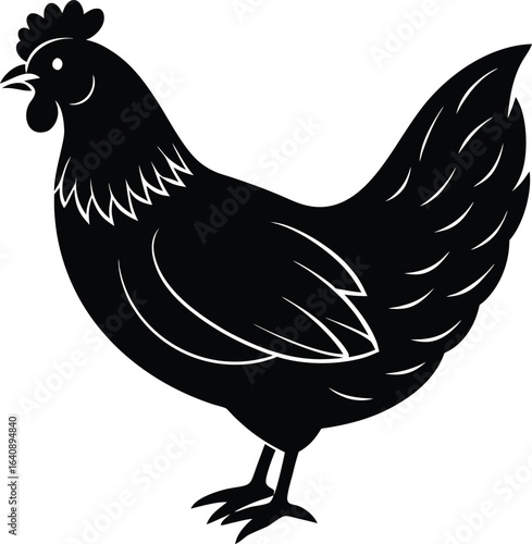 Minimal Hen Silhouette Vector – Single Color Poultry Illustration
