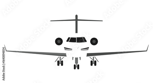 Front View of a Private Jet Gray and White Design.