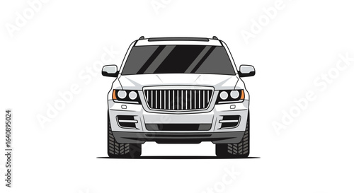 Front View of a White Luxury SUV.