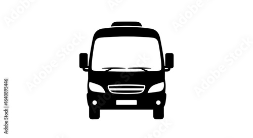 Front View Silhouette of a Small Passenger Van.