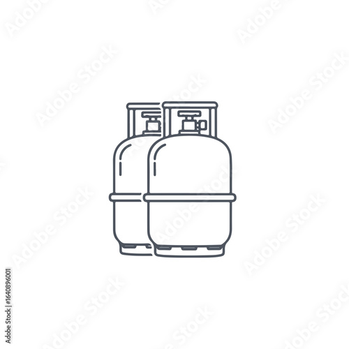 Two gas cylinders in outline style on white background. Gas cylinders are essential for industrial and domestic usage, as are industrial gases.