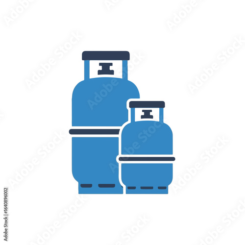 Blue gas cylinder depicted against white background, presenting compressed gas. These gas cylinder objects symbolize industrial or domestic fuel storage, showcasing simplicity and utility,