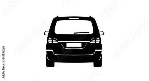 Rear View Silhouette of a Black SUV or Minivan.