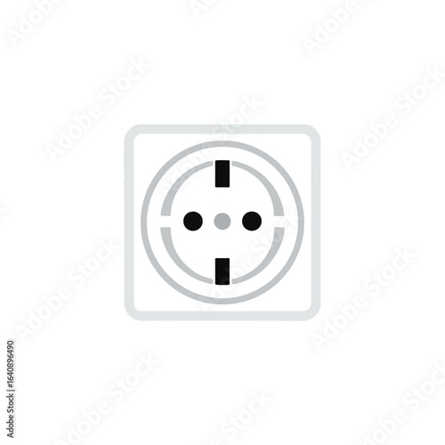 Simple electrical outlet symbol design.  Power socket illustration shows central point and concentric circles.