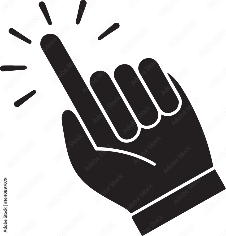 Black hand cursor clicking a point pointer finger Black hand cursor clicking a point pointer finger