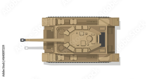 TopDown View of a Beige Military Tank.