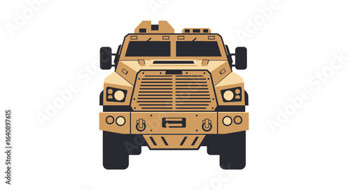 Armored Military Vehicle Front View Illustration.
