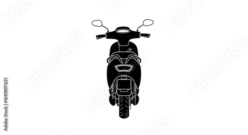 Black and White Rear View Illustration of a Scooter.