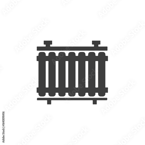 Central heating radiator, graphic image of heat. Central heating radiator shows warmth with an old design in black and white. Central heating radiator for effective city communications.