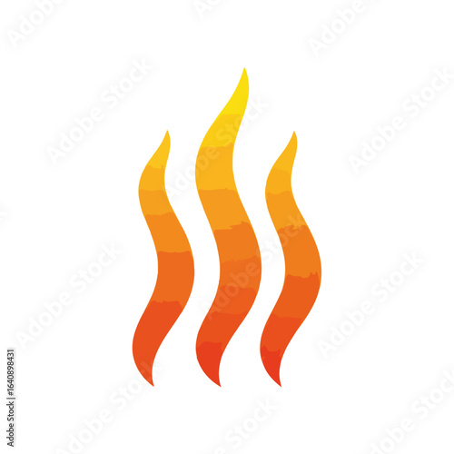 Abstract illustration featuring city communications portrayed by three flames, orange and yellow. City communications design embodies fiery concepts of networking, warmth, and connection.