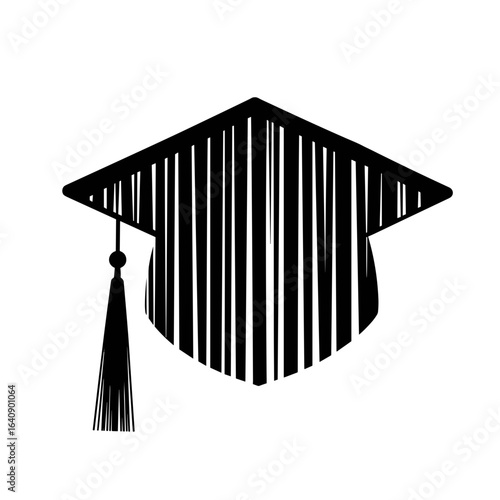 Graduation cap in barcode lines, symbol of education and innovation
