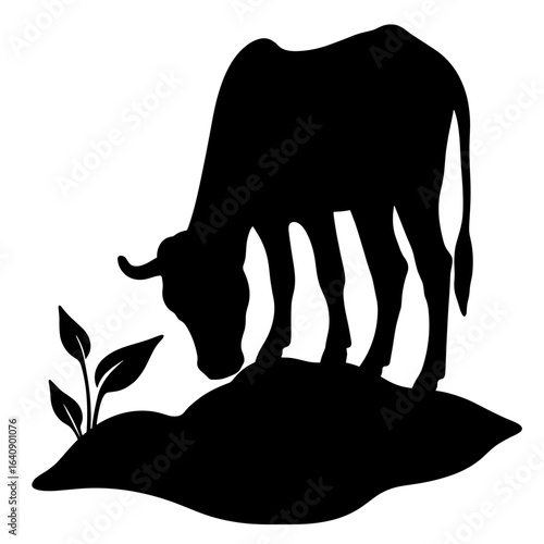 Animal hooves impacting soil silhouette, grazing awareness and land conservation
