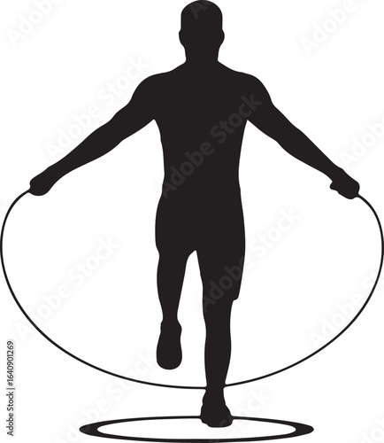 Jump Rope Silhouette Vector Illustration for Fitness Training and Exercise Designs