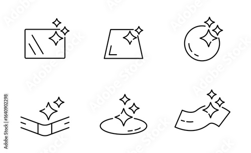 Set of Clean surface icon, hygiene screen or glass Symbol Outline icon, Editable Stroke