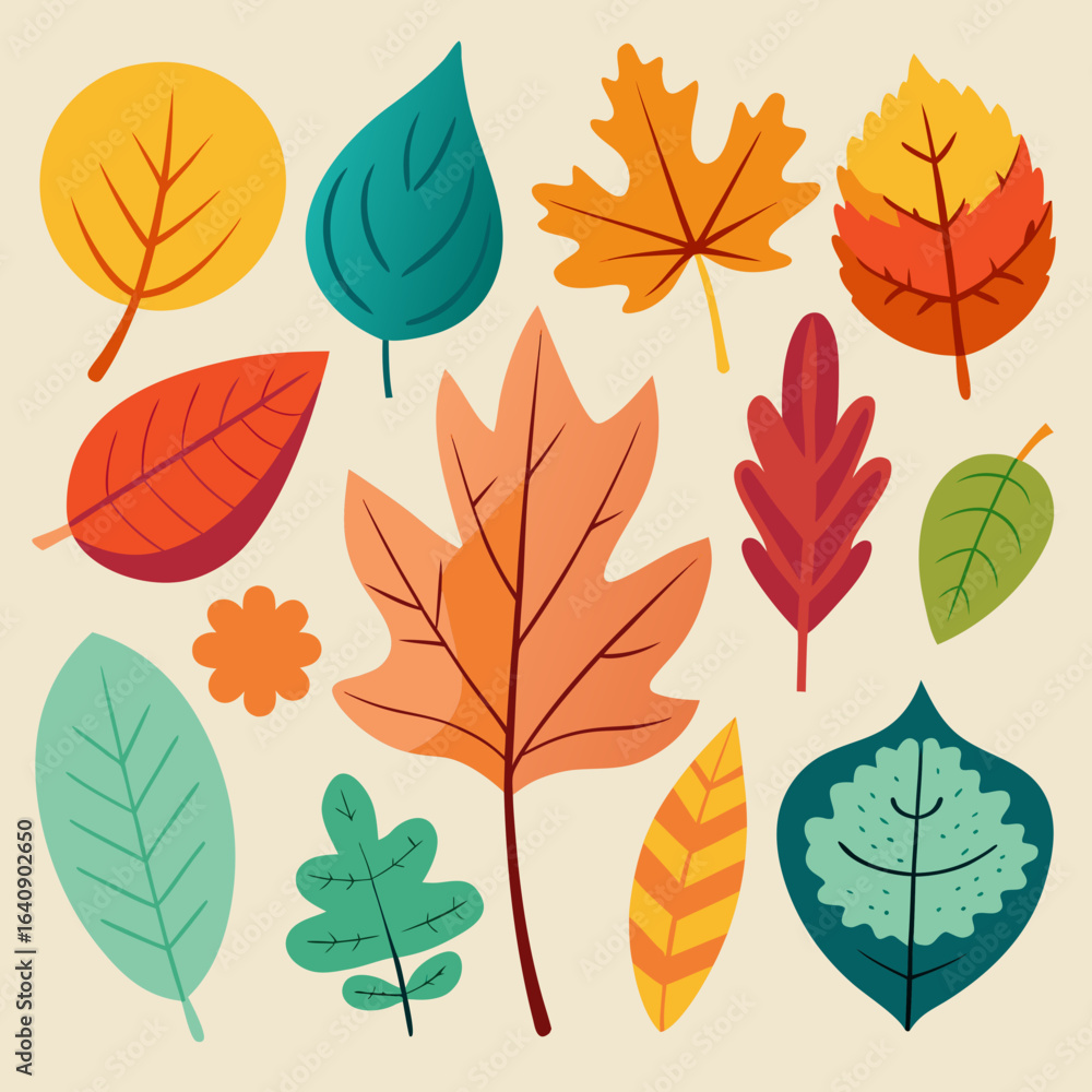 Fototapeta premium Autumn leaves Fall leaves leaves set autumn colorful maples leaves fallen oak leaves 