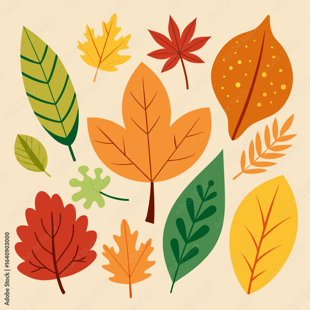 Fototapeta premium Autumn leaves Fall leaves leaves set autumn colorful maples leaves fallen oak leaves 