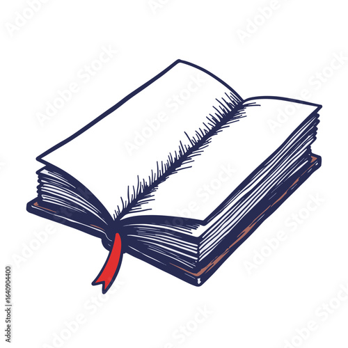 Opened book with folded pages acts as marker for reading and navigation. Book pages folded showcase dedication, knowledge, study and imagination, symbolizing information seeking.