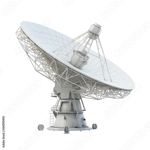 Large white radio telescope, detailed design