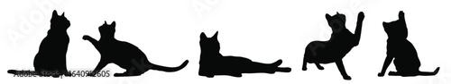 Cat Silhouettes Vector Illustration on White Background.