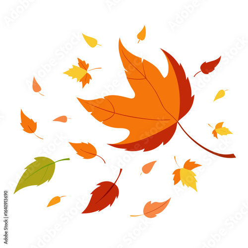 Autumn leaves on white background png svg Various autumn leaves in the wind autumn pumpkin, abstract autumn background, thanksgiving, autumn  Wave of falling leaves. Hand drawn vector illustration.