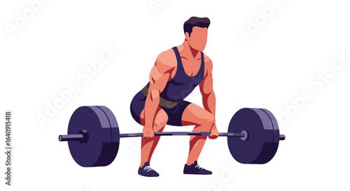 Lifter preps for weightlifting, preparing to lift a barbell with heavy weights