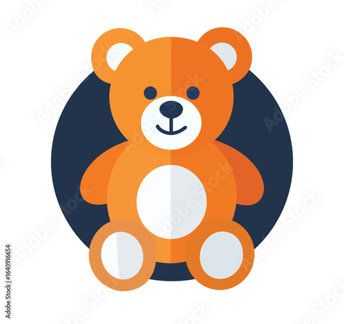 Cute orange teddy bear toy on a dark background, an illustration representing childhood, innocence, play, kids, love, and comfort symbols