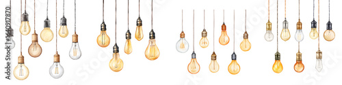 Vintage Lightbulb Set: Edison Style Bulbs on White Background