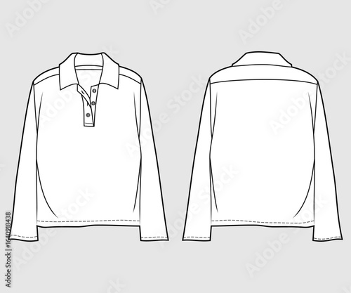 Shirt Flat Sketch Front and Back View for Fashion Design