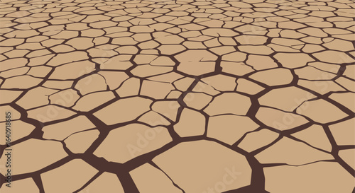 Arid Cracked Earth Tan ground is dry and broken into many segments with dark brown cracks