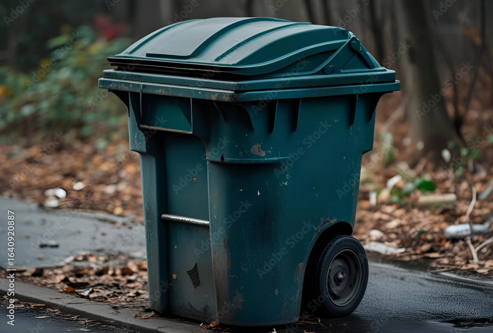 Garbage can placed on the side of the street Garbage can placed on the side of the street