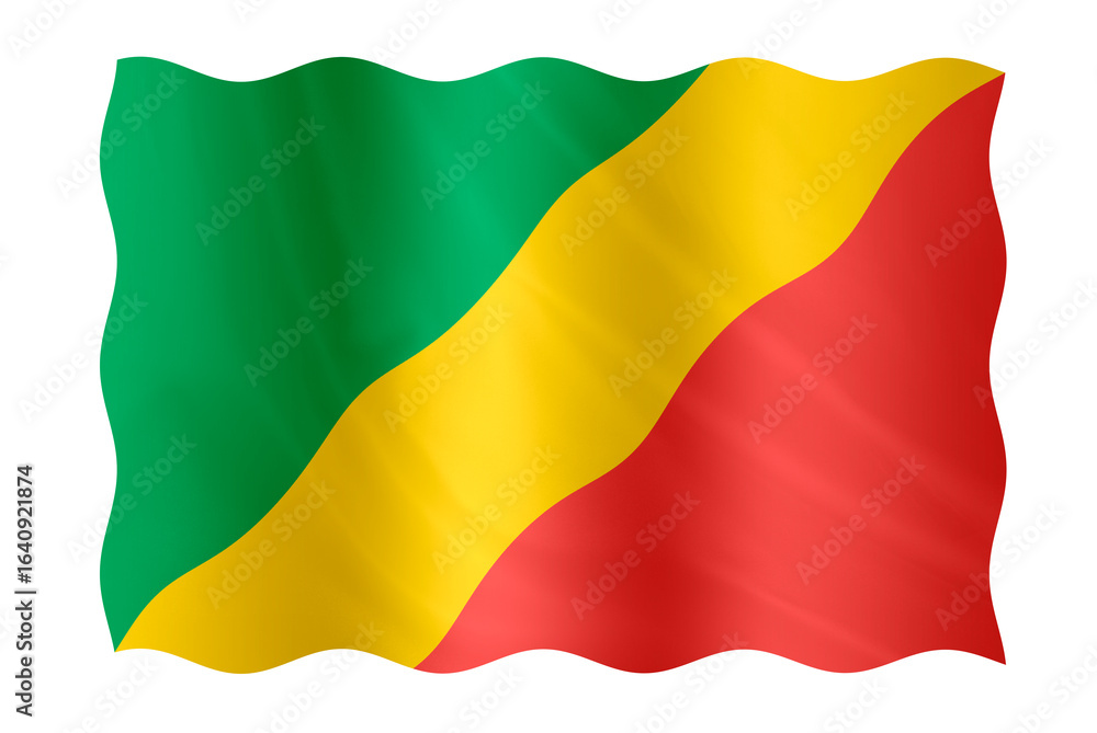 Naklejka premium Digital composite. Flag of Congo. The 15th of August is Congo Independence day flag, symbol, nation, national, country, countries, drapeau, Republic, Congo-Brazzaville,