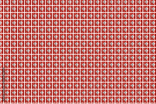 Digital composite. 

Background wallpaper of Swiss flags. 

Switzerland, tiled, repetitive, design, tiling,