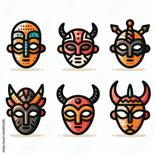 Traditional African mask icon