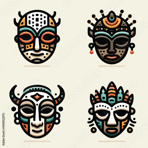 Traditional African mask icon