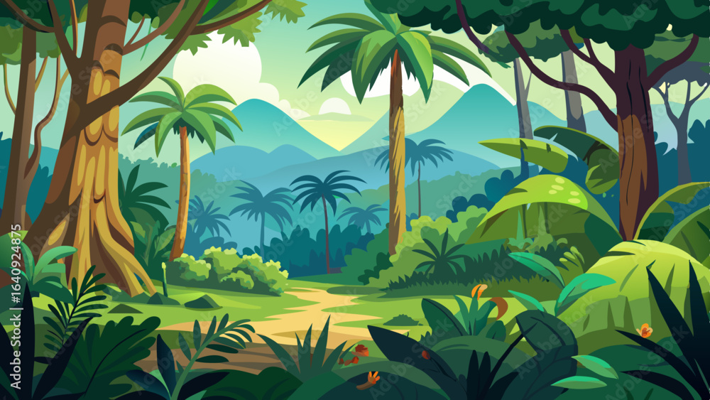 Fototapeta premium tropical rainforest safari jungle background