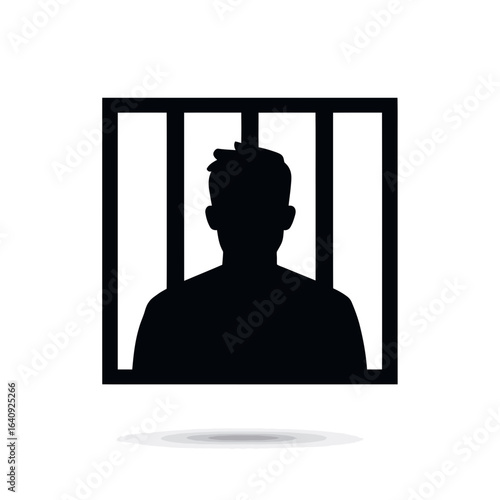 Silhouette of a person behind bars depicting confinement and lack of freedom, concept for justice system illustration, incarceration visual and criminal law representation