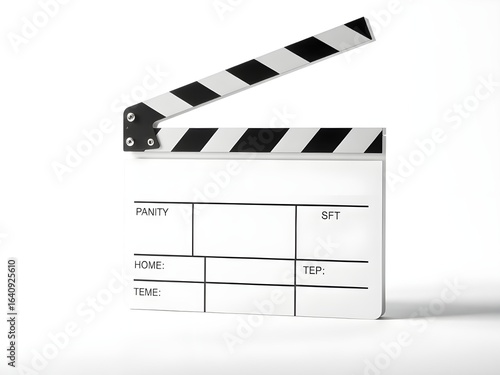 Professional Film Slate or Clapboard Isolated on White Background for Film and Movie Production