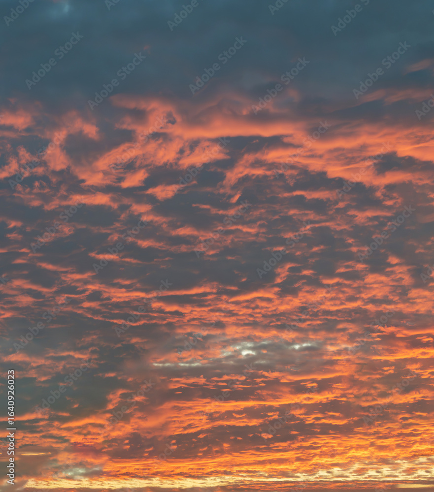 Fototapeta premium Fiery orange sunset sky. Beautiful sky
