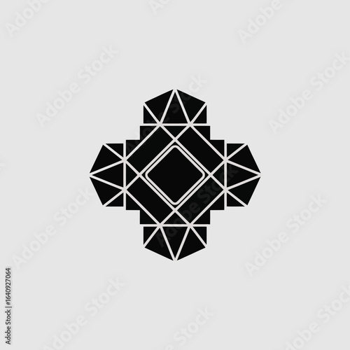 Modern geometric emblem design evoking sophistication and architectural precision, ideal for branding and luxury ventures