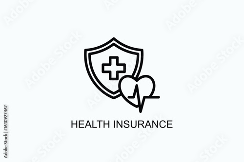 Health Insurance Icon Or Logo Isolated Vector Illustration