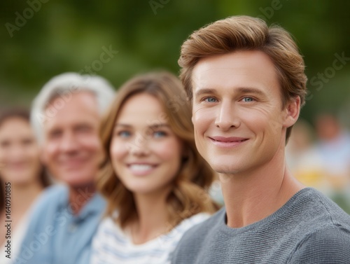 Family portrait of smiles and well-being: A portrait of a family radiates warmth, love, and togetherness, the smiles are a genuine depiction of pure happiness.