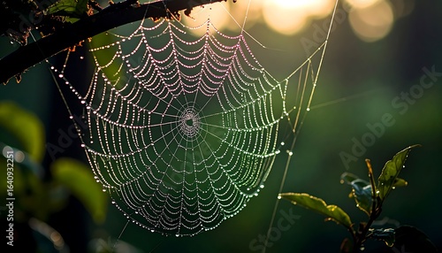 Wallpaper Mural Delicate spider web adorned with morning dew. Torontodigital.ca