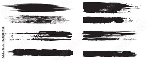Black Grunge Brush Stroke Set for Modern Art and Design