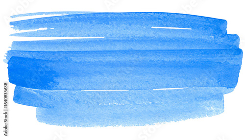 Soft blue watercolour brush stroke with textured edges, isolated on white background, high resolution
