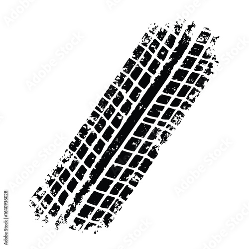 Grunge off Road tire tracks vector with black tyre track pattern illustration