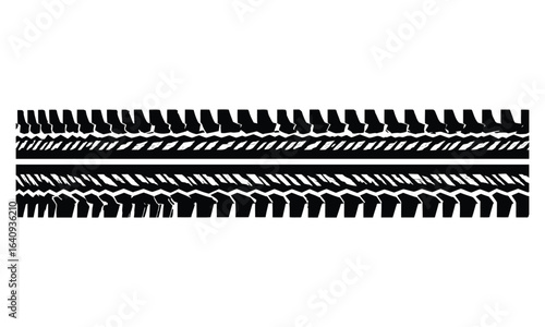 Grunge off road tire track vector illustration with black Mud tyre tread pattern for automotive racing and industrial design