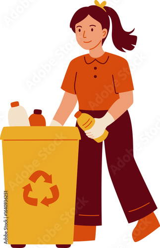 Young Woman Recycling Plastic Bottles
