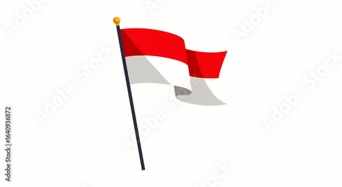 The national flag of Indonesia waving proudly on a flagpole against a clean background. A patriotic symbol concept representing Indonesian identity.