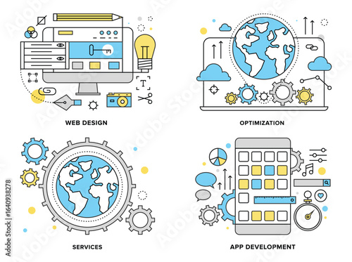 Web services flat line illustration
